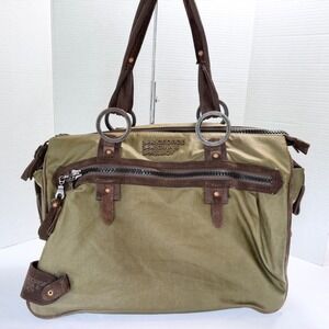 George Gina & Lucy Tote Bag Women Large Olive Green Good Suede Trim Utilitarian
